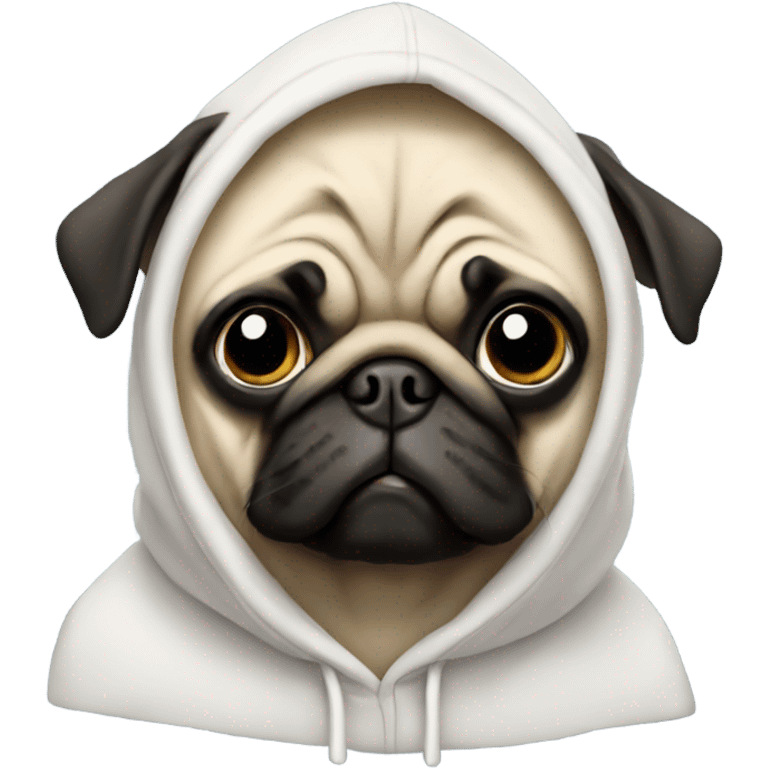 Pug with a hoodie on emoji