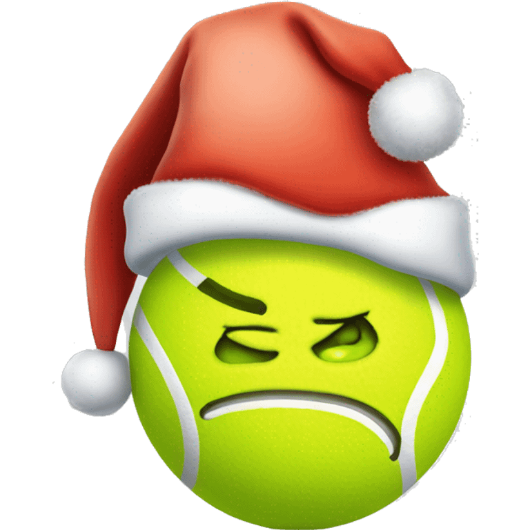 Tennis ball with a face and Santa hat emoji