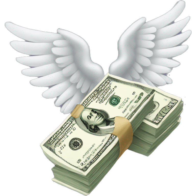 A bundle of dollars with wings emoji