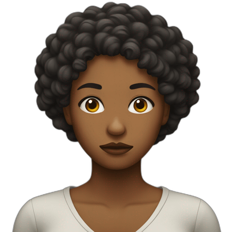 black woman upset and frowning curly hair emoji