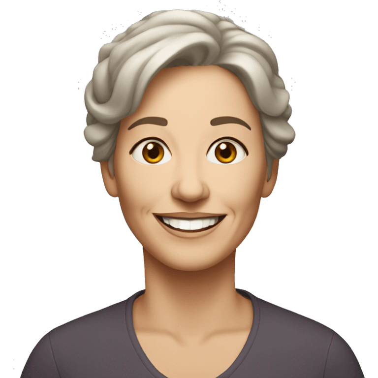 white woman, brown hair, 60 years old, smiling emoji