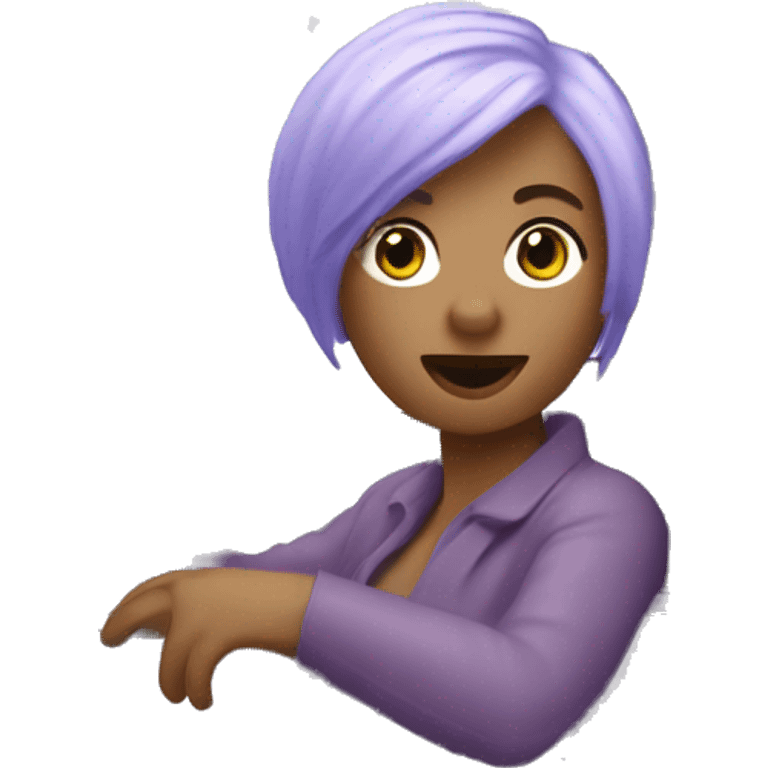 navy blue convertible Mini Cooper, with short, lilac colored haired woman driving - update woman to fair skinned emoji