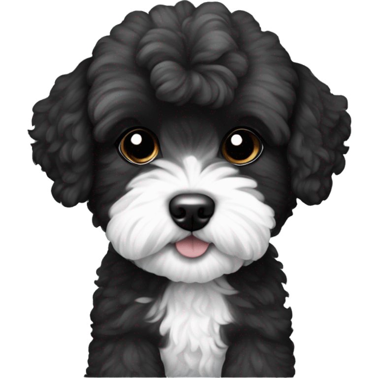 Maltipoo, half black and white emoji