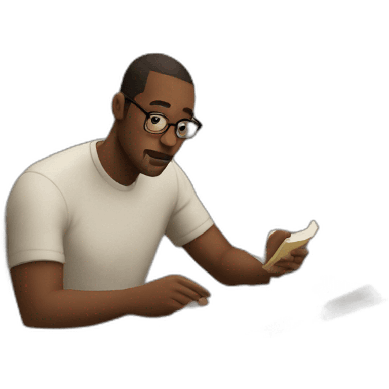 guy reading a book at the table emoji