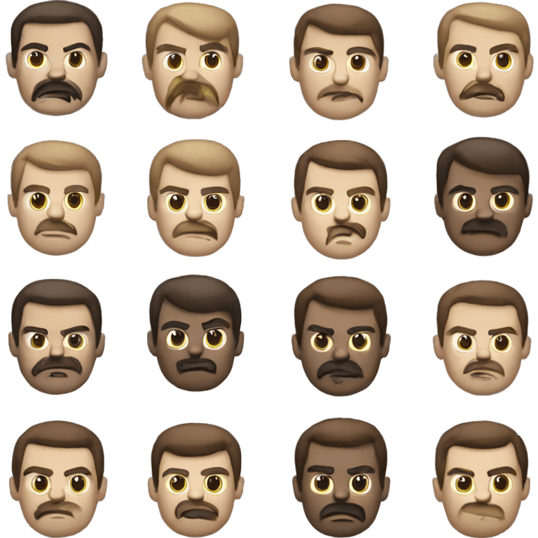 Man in a suit with a angry and serious expression and white skin a little brown with mustache emoji