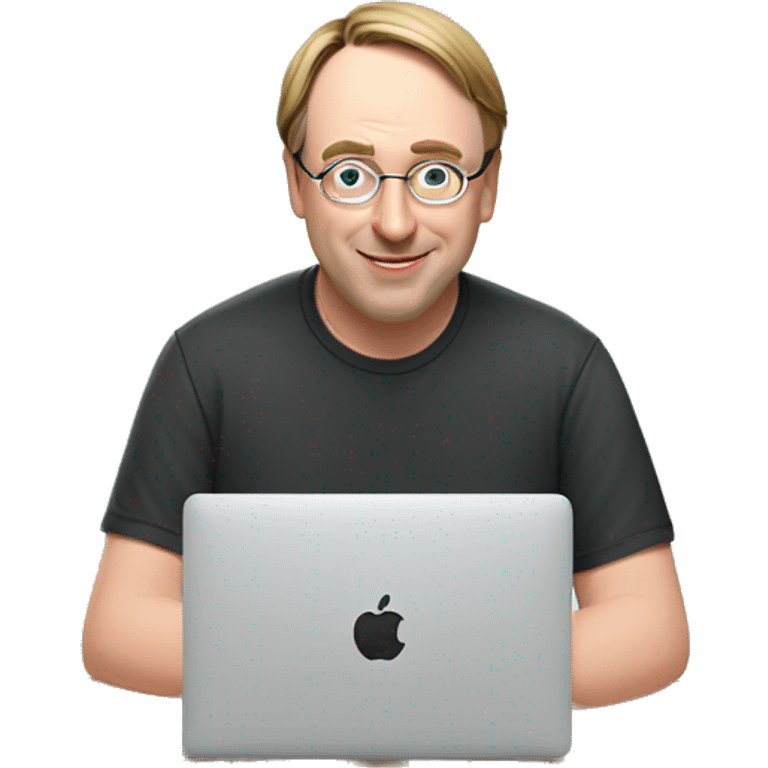 linus torvalds working on a macbook on vacation emoji