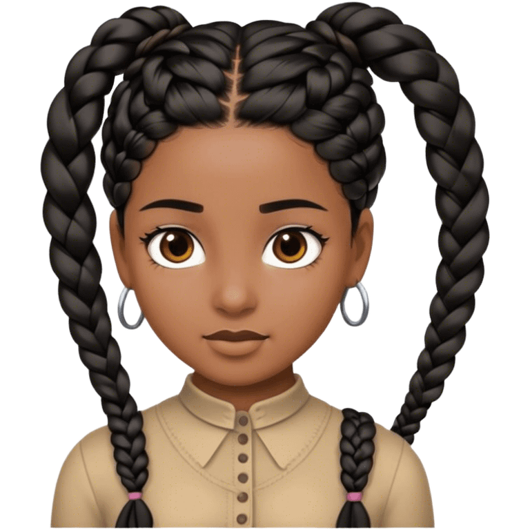 Girl with black braided hair emoji