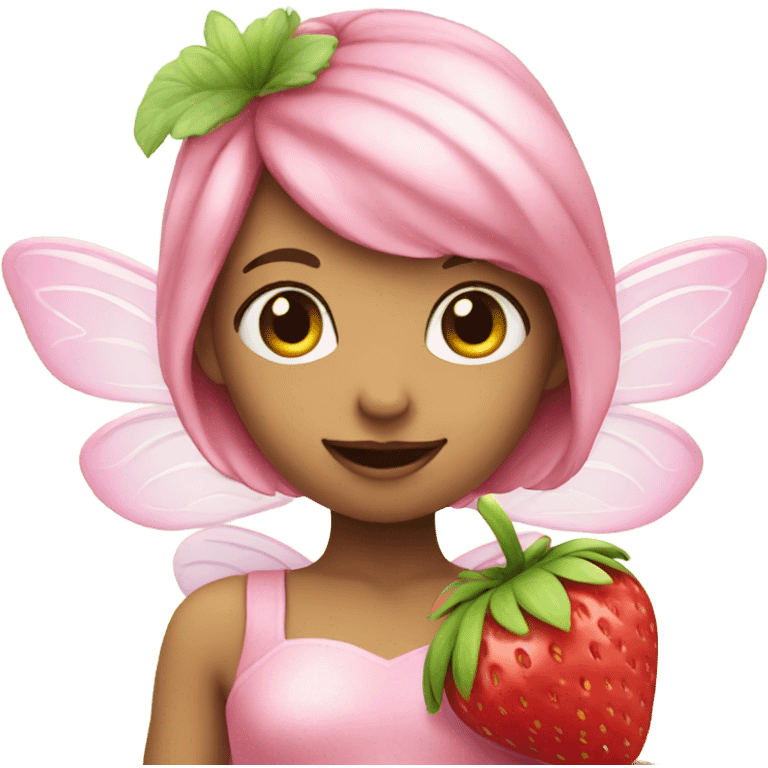 pink fairy holding strawberry emoji