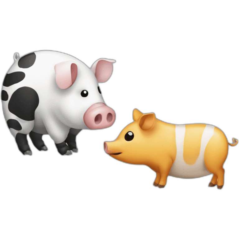 Yin Yang black and white pig armadillo cow centipede insect emoji