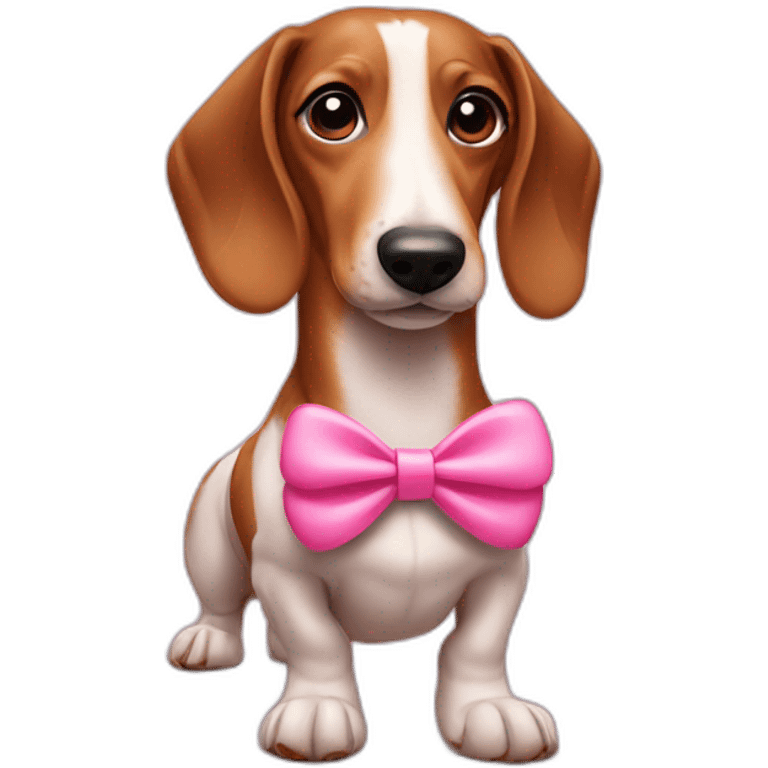 sausage dog with pink bow emoji