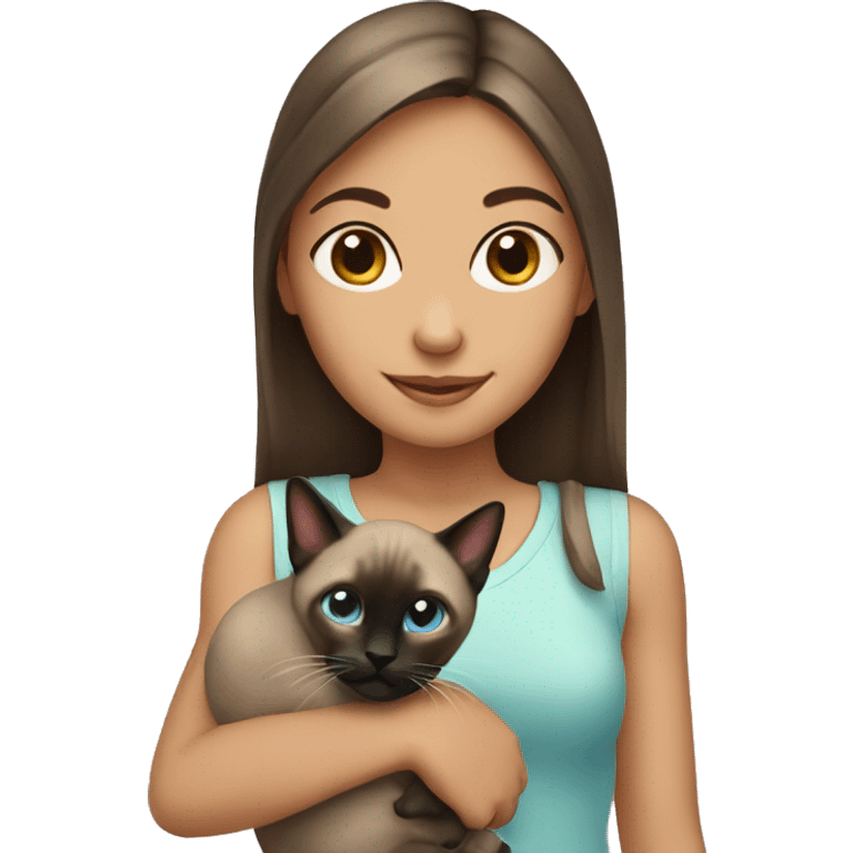 Girl holding Siamese cat emoji