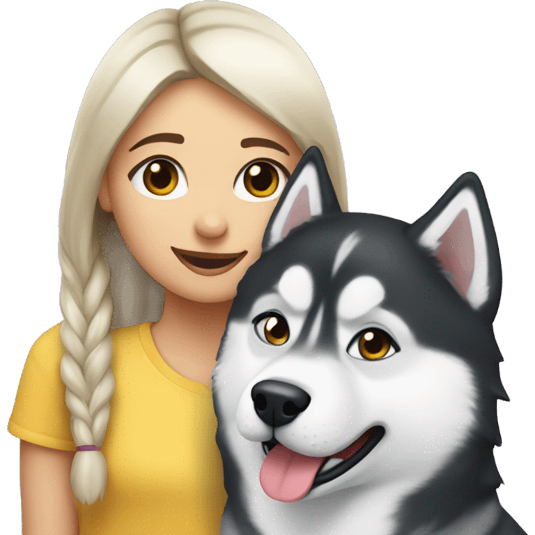 Husky with girl  emoji