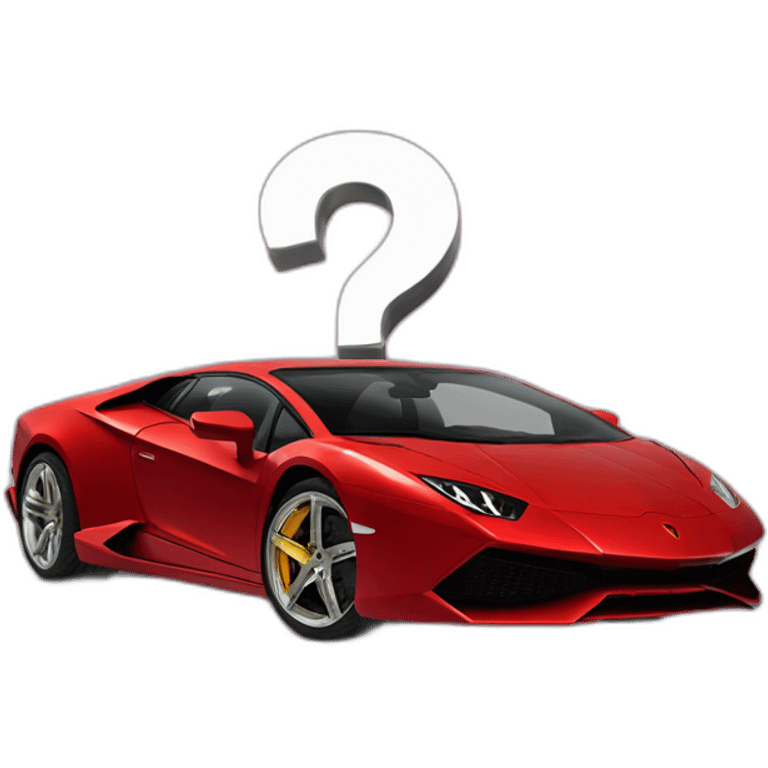 a question mark next to a Lamborghini emoji