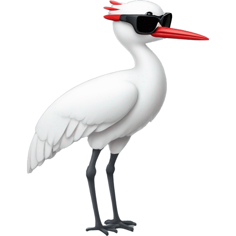 japan airlines crane bird with sunglasses emoji