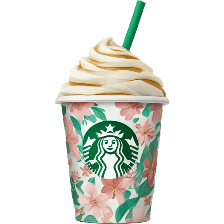 floral patterned starbucks cup emoji