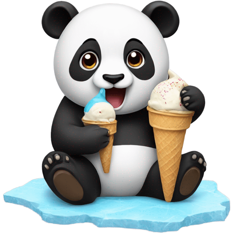 Panda eating ice cream emoji