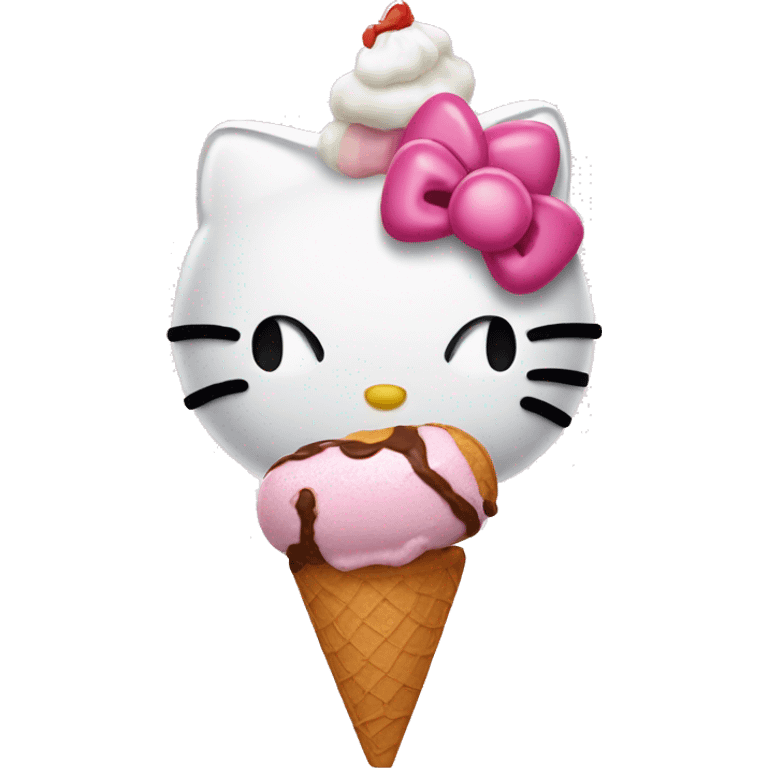 hello kitty with a ice cream emoji