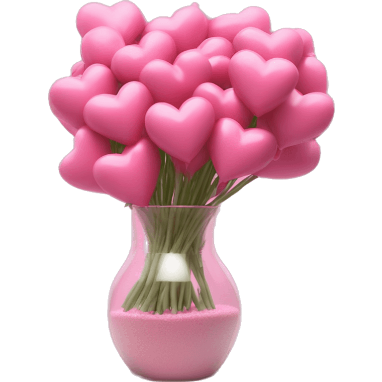 10000000 huge pink hearts on stems in a clear glass vase emoji