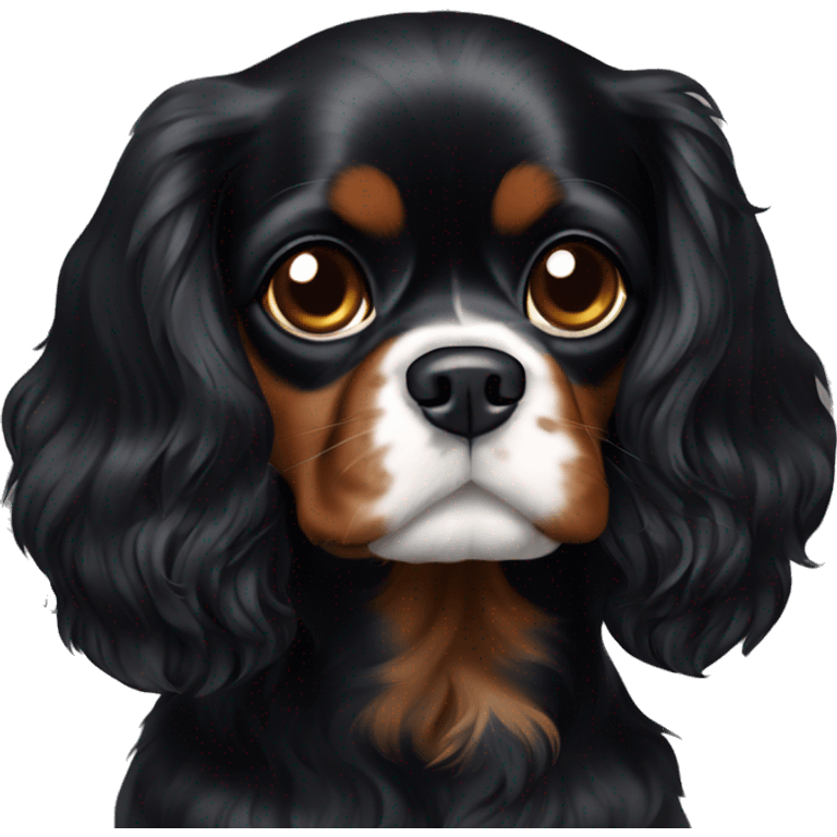 black Cavalier King Charles spaniel. No white or brown coloring on it emoji