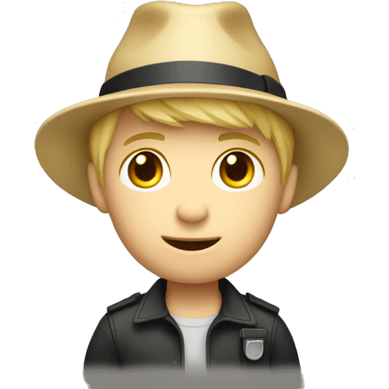 blond boy with hat Flashlight in hand emoji