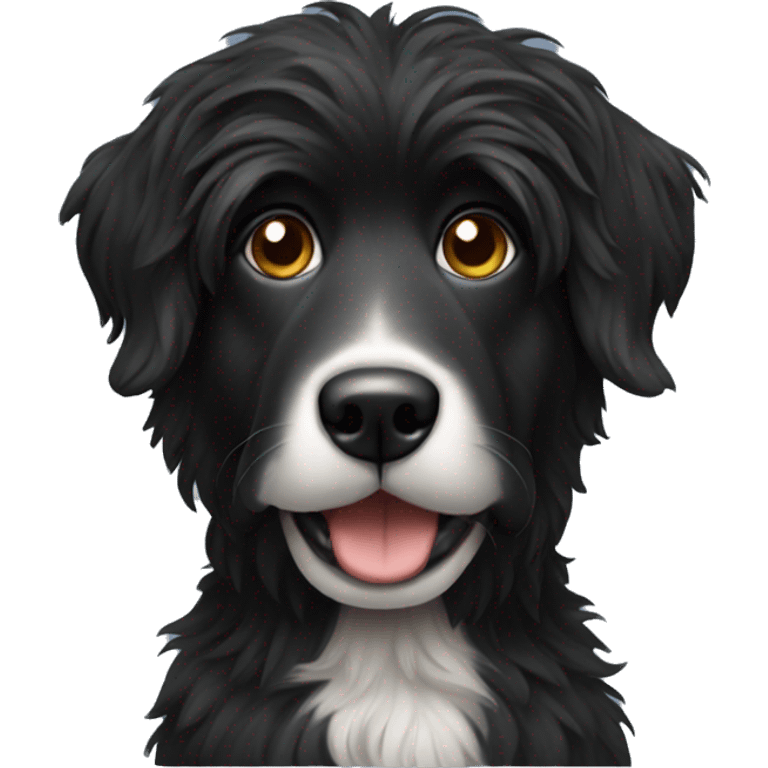 Realistic black hairy dog  emoji