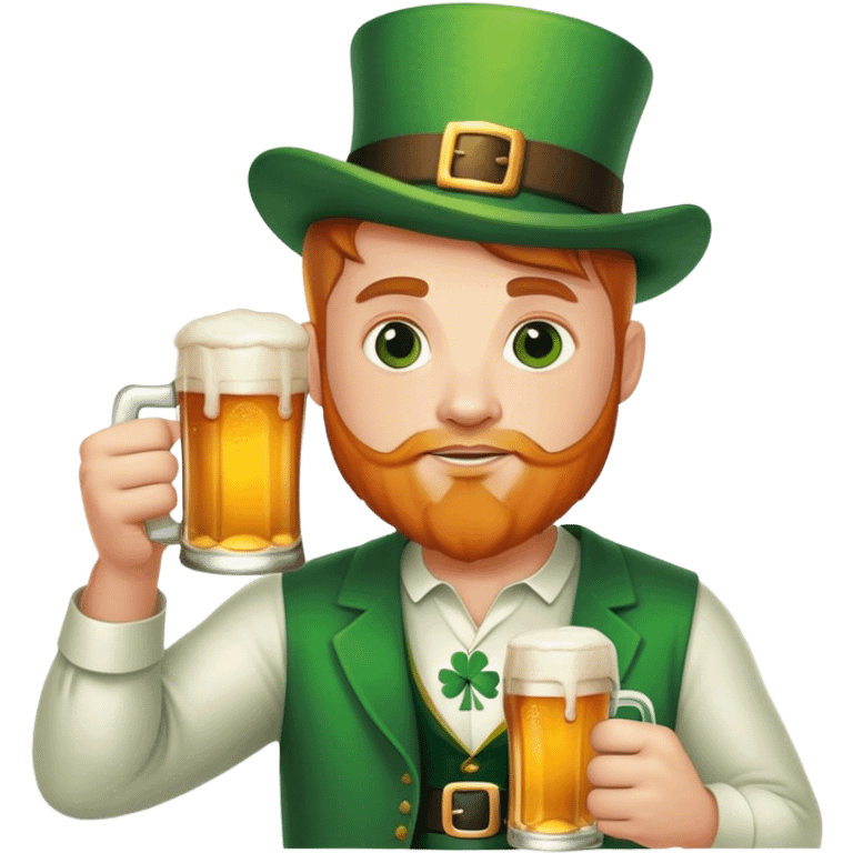 st patrick with beer emoji