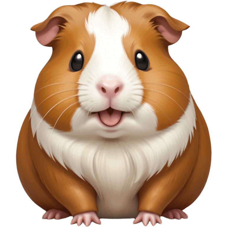 Cinematic Cute Yawning Brown and White Banded Guinea Pig Portrait Emoji, Head tilted slightly with a dramatic, wide-open yawn, revealing a soft, banded fur of brown and white with tiny, droopy ears, round dark eyes barely open in drowsy contentment, Simplified yet irresistibly adorable features, highly detailed, glowing with a soft, cozy glow, high shine, relaxed yet expressive, stylized with a touch of whimsy, bright and endearing, soft glowing outline, capturing the essence of a sleepy yet affectionate guinea pig, so drowsy it feels like it could stretch out of the screen and curl up for a nap! emoji