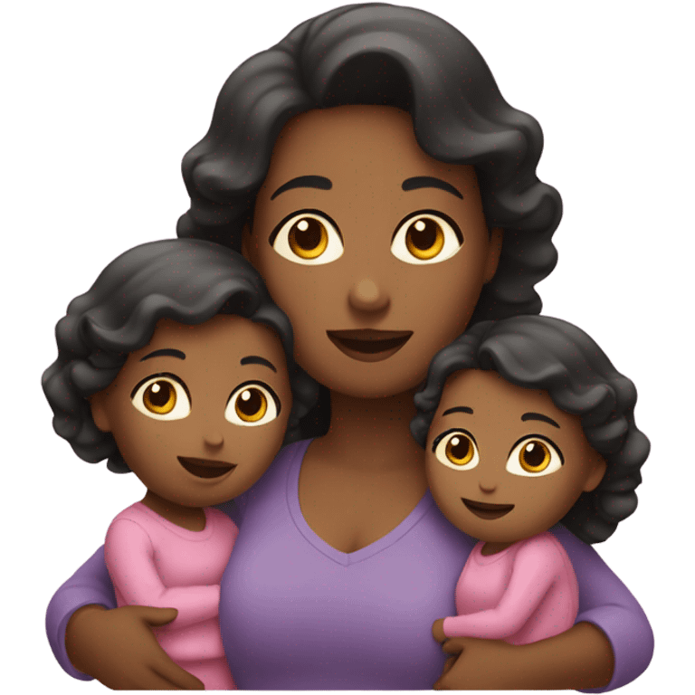 Mom holding 2 daughters  emoji