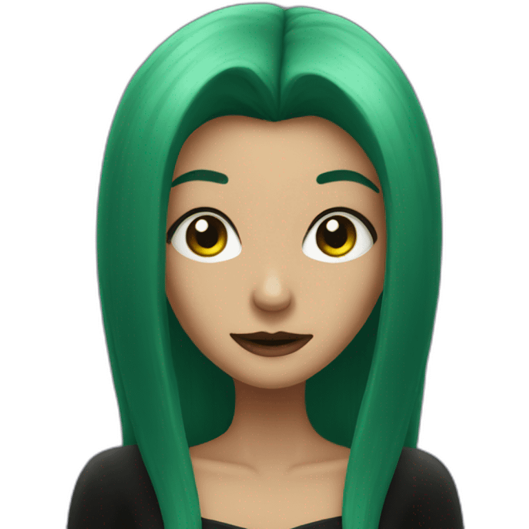 evil witch with  black+ green hair emoji