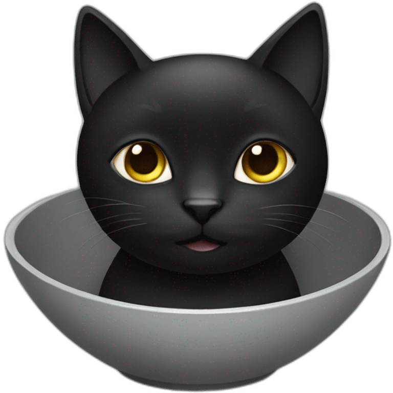 black cat in a grey bowl emoji