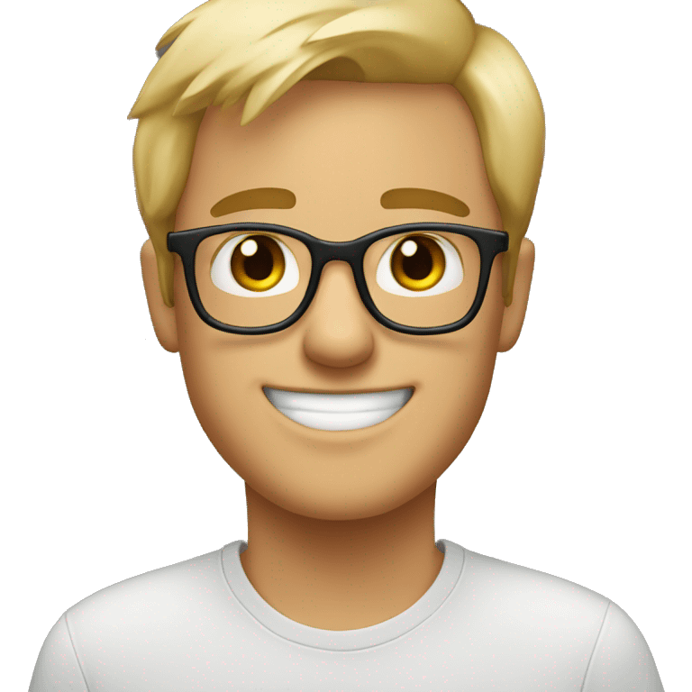 My friend Eric with his new Black - Brown glasses and a Funny smile. Blonde hair emoji