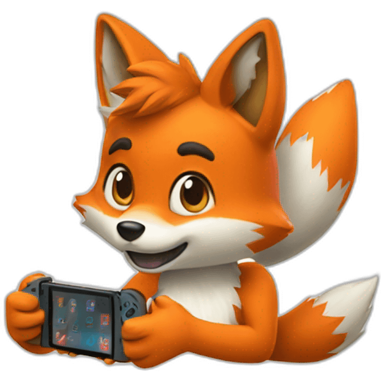 a fox playing nintendo switch emoji