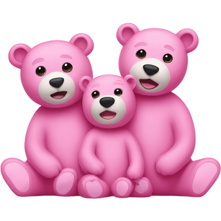 three pink bears emoji