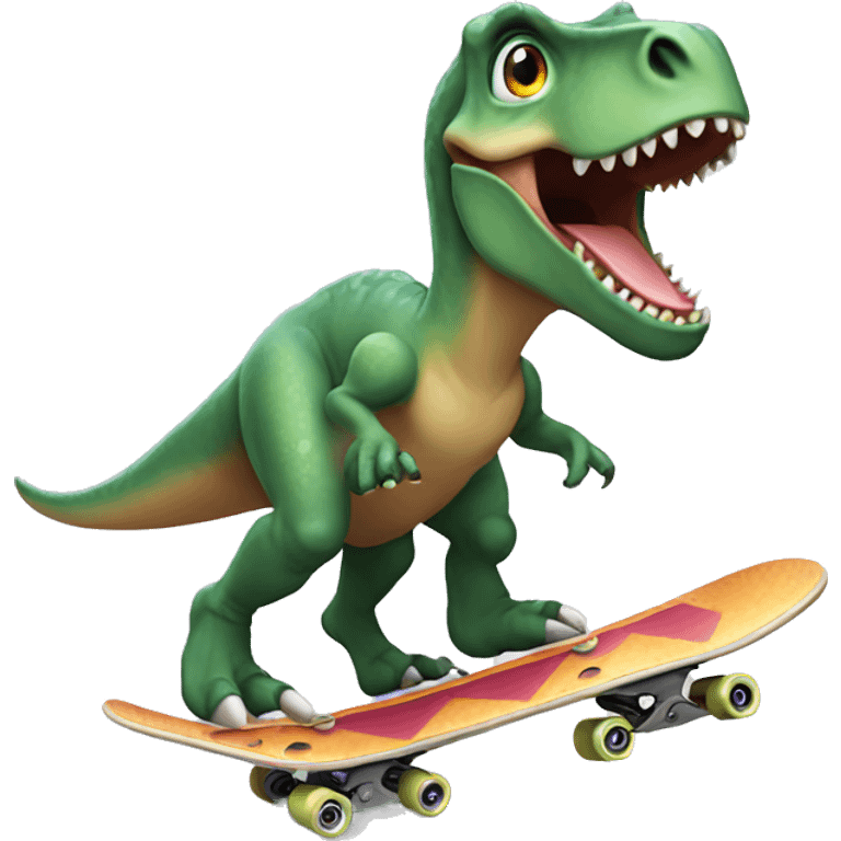 Dinosaur with skate emoji