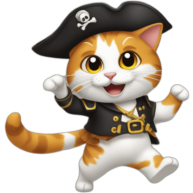 calico pirate cat dancing emoji