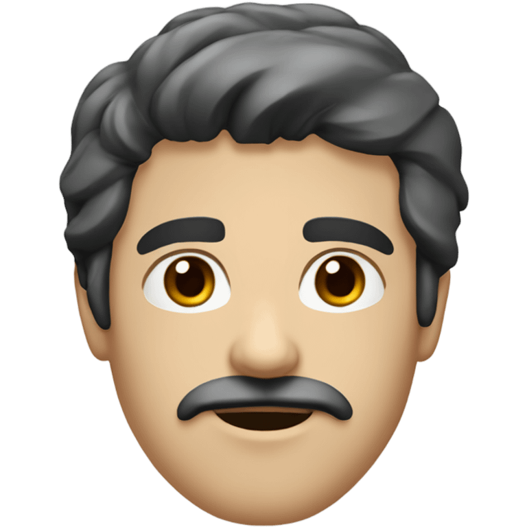 White guy straight medium length black hair brown eyes and black mustache  emoji