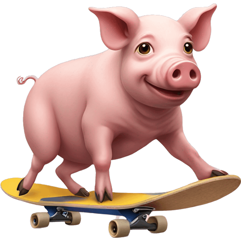 Pig riding skateboard  emoji