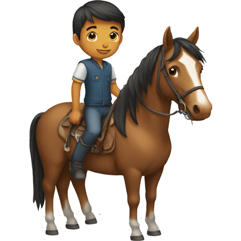 A boy with horse emoji