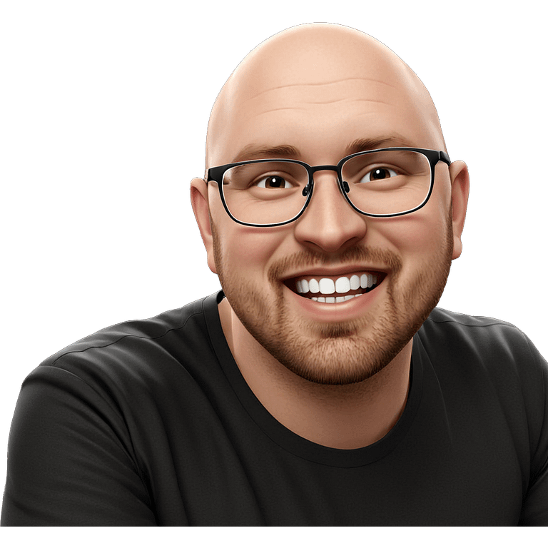 bald guy with glasses smiling emoji