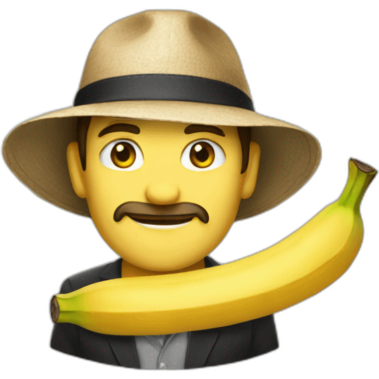 a man waring a banana hat emoji