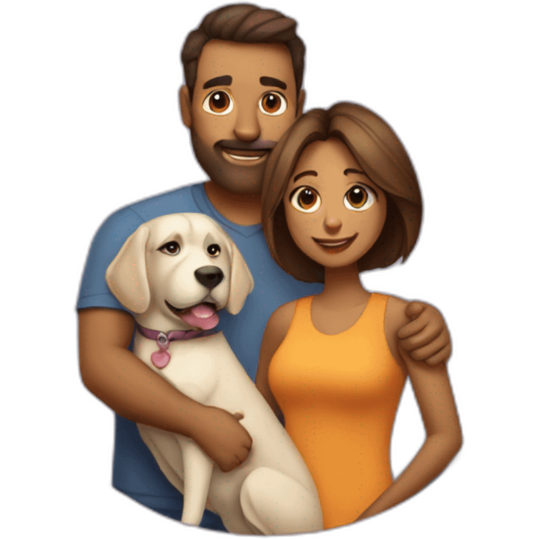 Mom, dad and daughter with dog cone corso  emoji