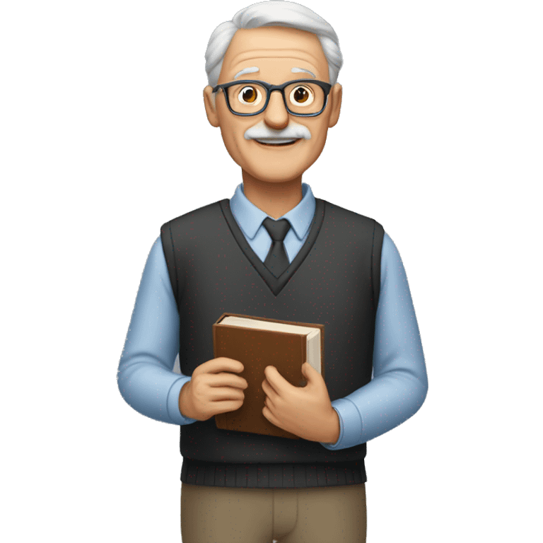 Older man teacher held book standing emoji