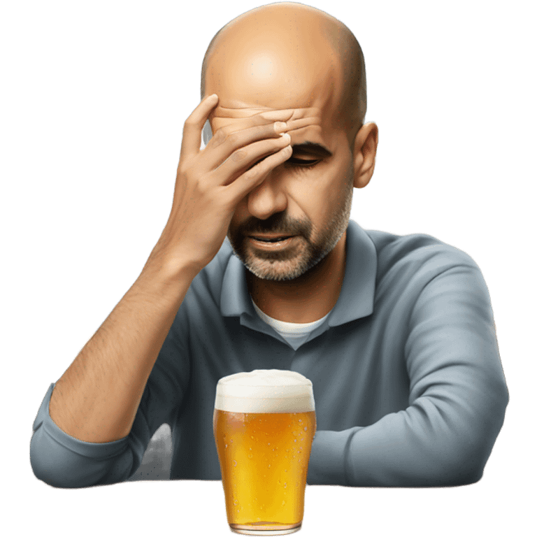 Pep Guardiola crying into his beer emoji