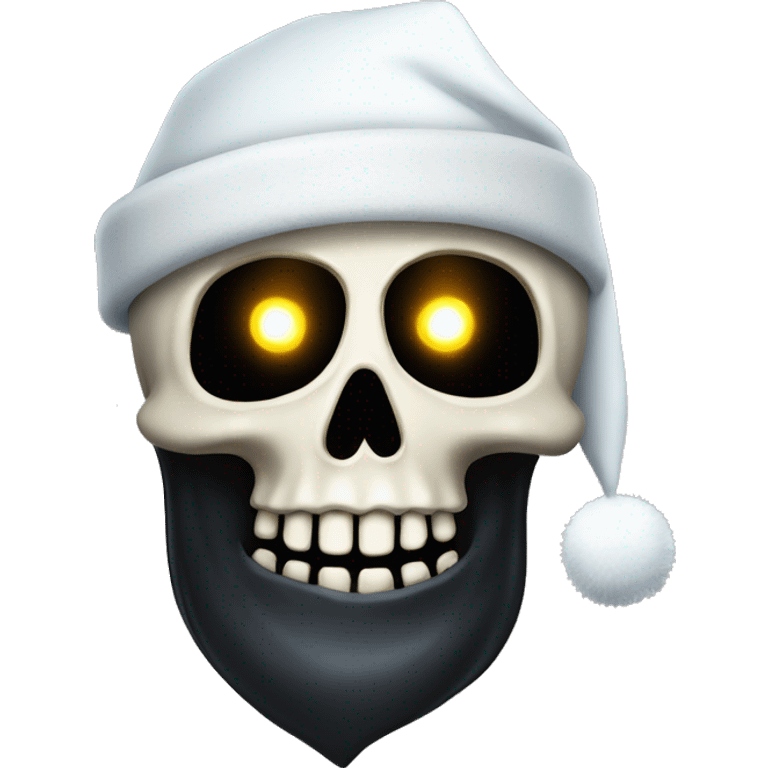 skull wearing light up black christmas hat emoji