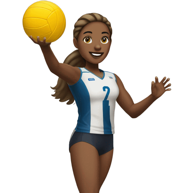 Medium skin tone, female, volleyball player serving the ball emoji