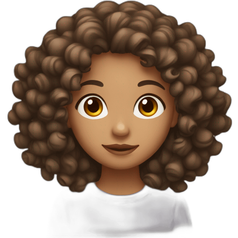 brown eyed girl with a curly hair emoji