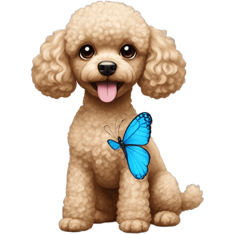 Toy poodle with blue butterfly  emoji