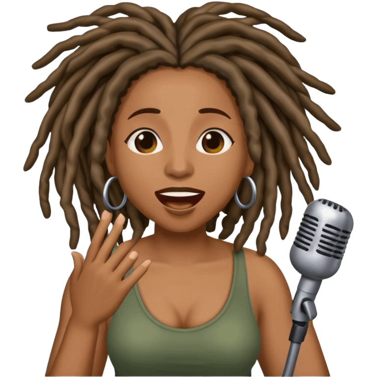 Black woman with locs singing  emoji