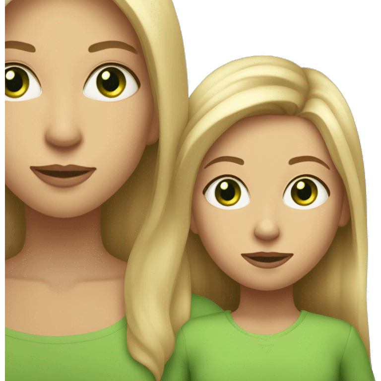 mom and daughter with long dirty blonde hair green eyes emoji