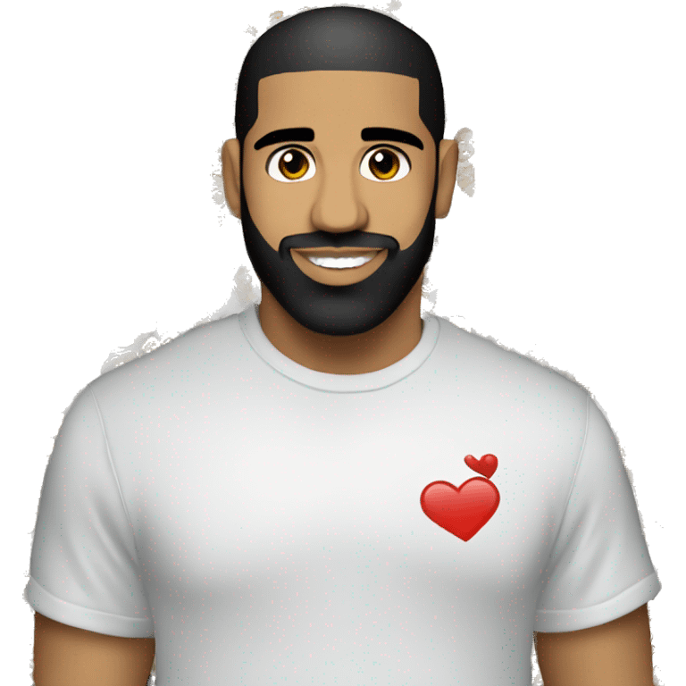 drake wearing a shirt that says “i love jizelle” emoji